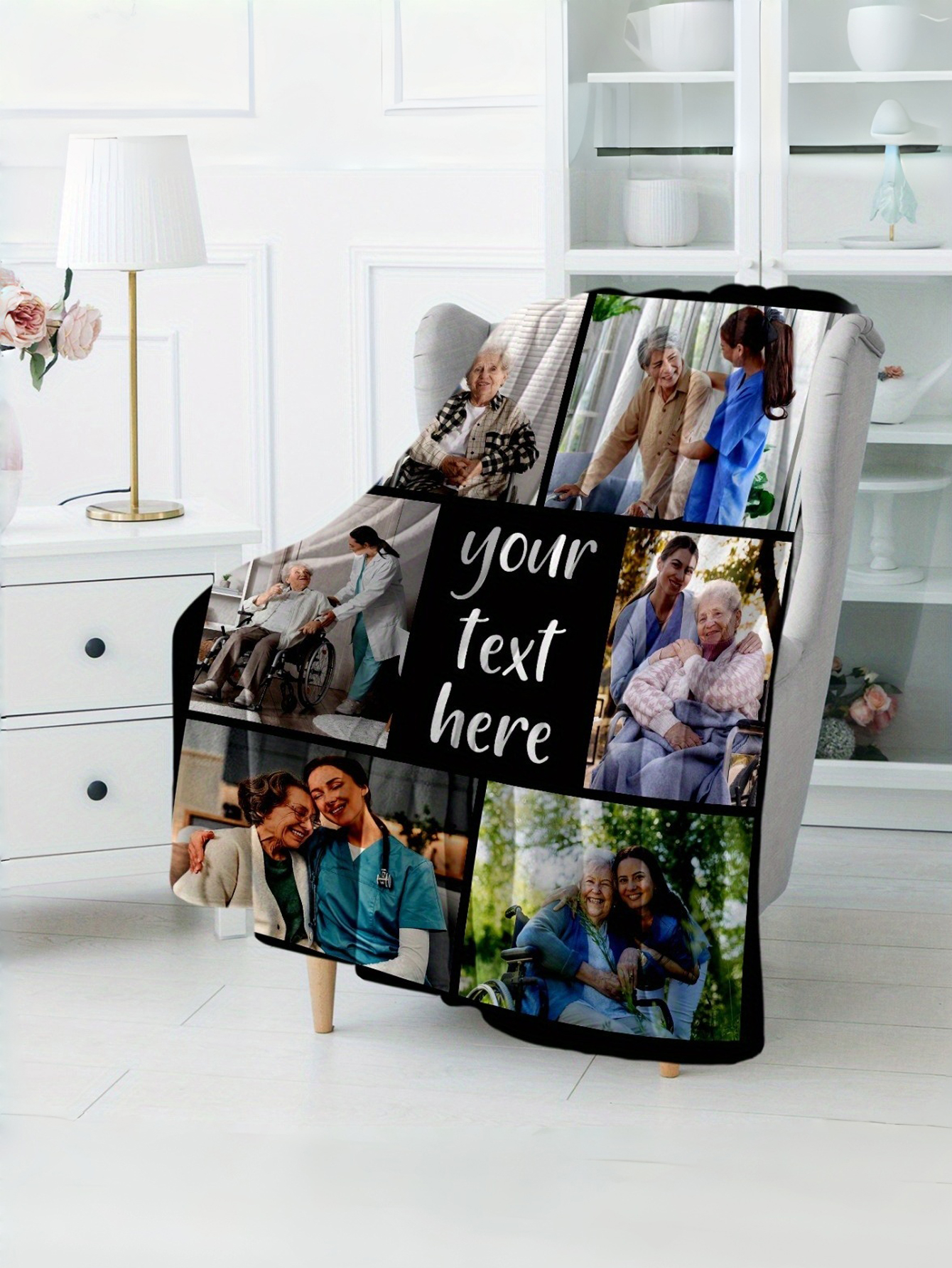 Custom Photo Blanket - Personalized flannel blanket featuring your photos and text, a unique birthday or anniversary gift